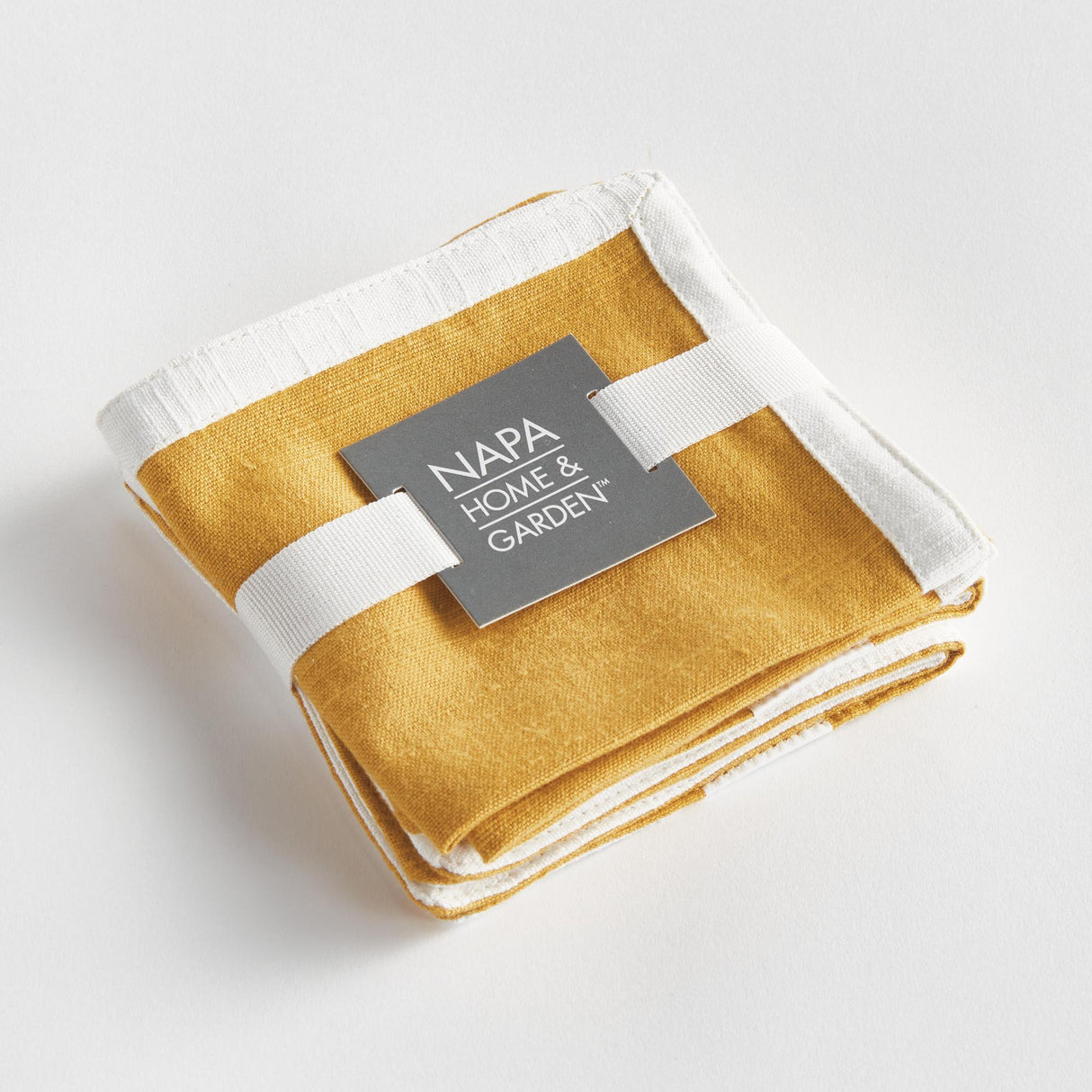 Napa Ochre/White JASE COCKTAIL NAPKINS, SET OF 4
