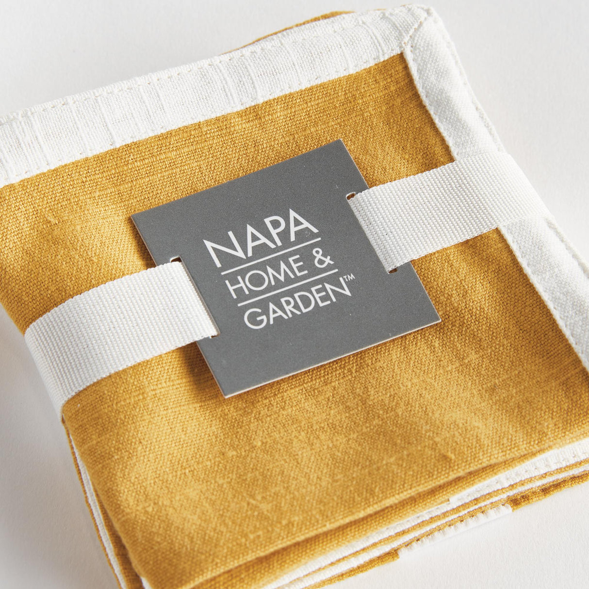 Napa Ochre/White JASE COCKTAIL NAPKINS, SET OF 4