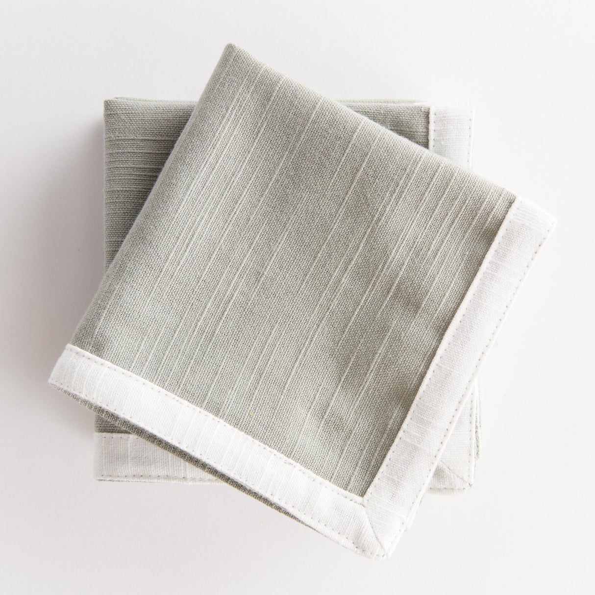 Napa Green/White FERNBROOK COCKTAIL NAPKINS, SET OF 4