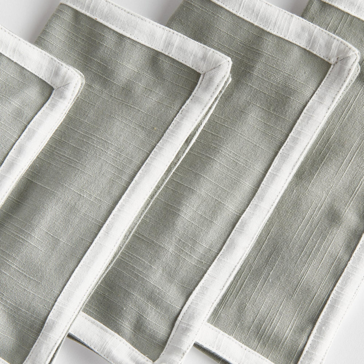 Napa Green/White FERNBROOK COCKTAIL NAPKINS, SET OF 4