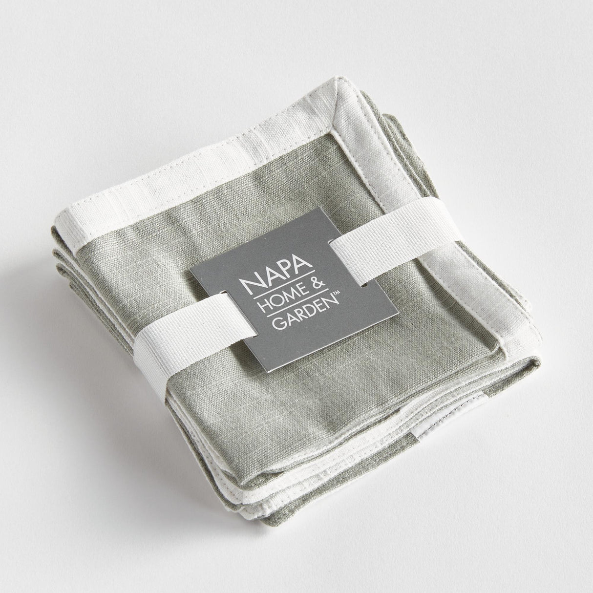 Napa Green/White FERNBROOK COCKTAIL NAPKINS, SET OF 4