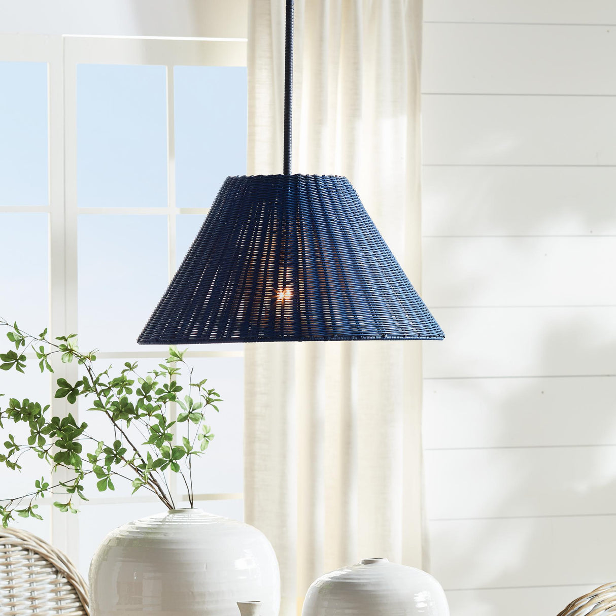 Napa Dark Blue TRISTAN RATTAN PENDANT