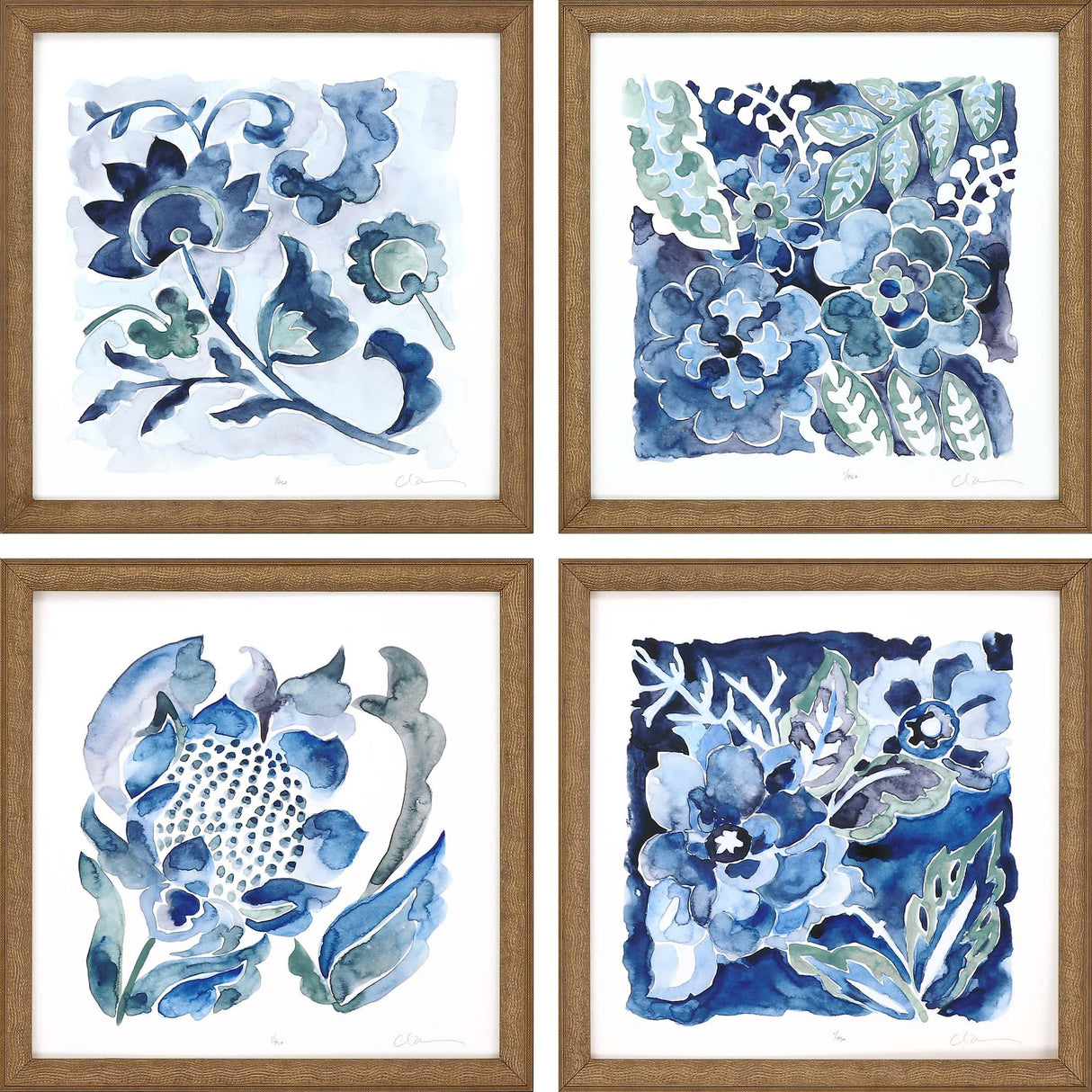 Paragon Indigo Ornament II S/4 Blue 13 X 13 X 2 Wall Art