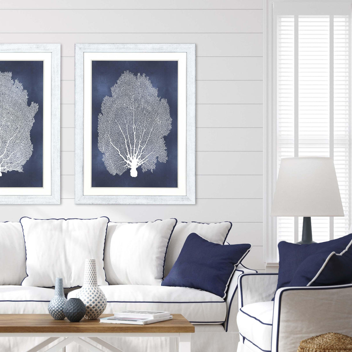 Paragon Sea Fan on Blue II Blue 45 X 33 X 1 Wall Art