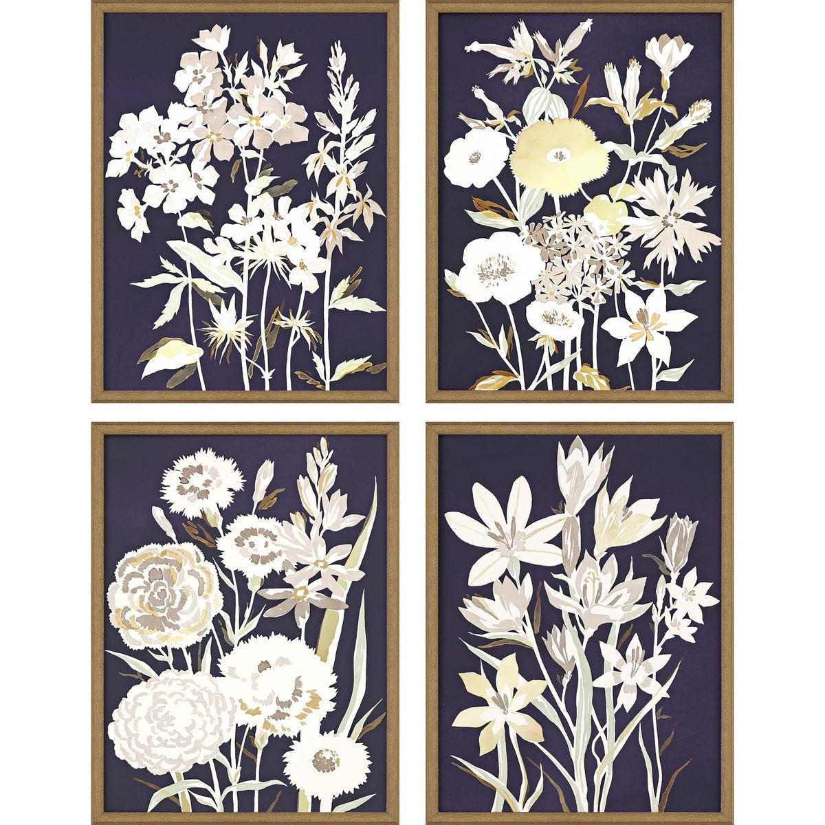 Paragon Midnight Florals S/4 Blue 17 X 13 X 2 Wall Art