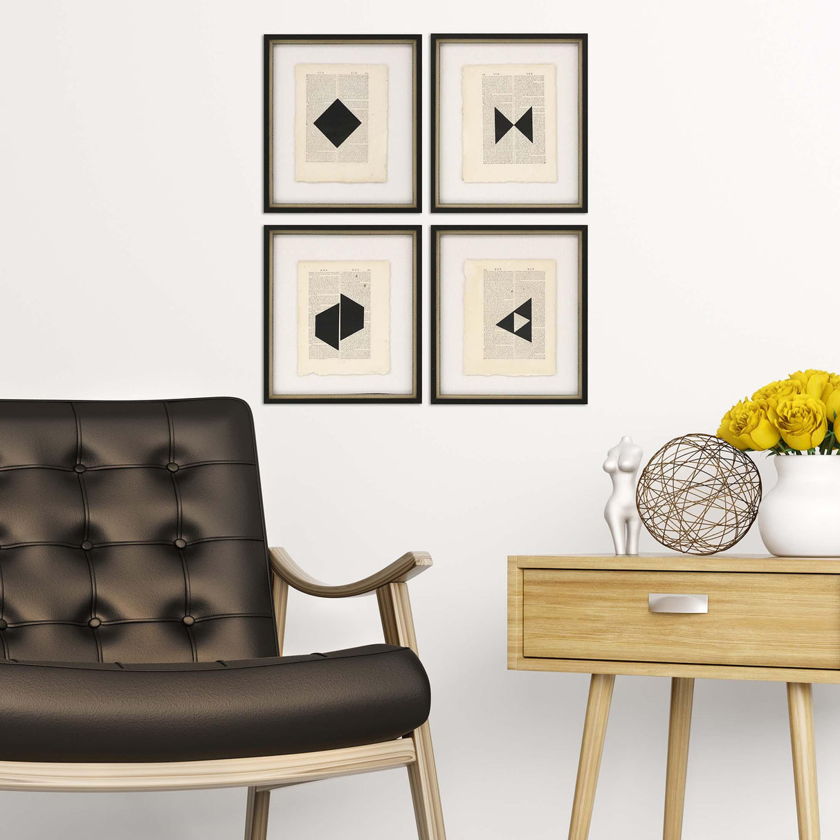 Paragon Geometrics I S/4 Black 16 X 14 X 2 Wall Art