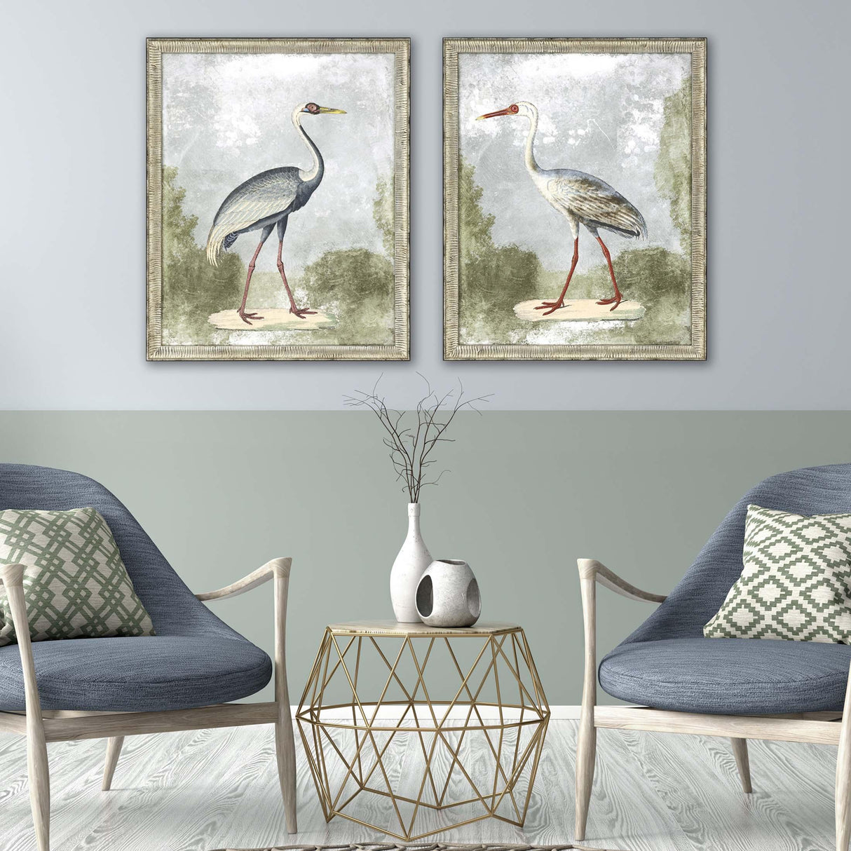 Paragon Cranes I S/2 Blue 33 X 27 X 2 Wall Art