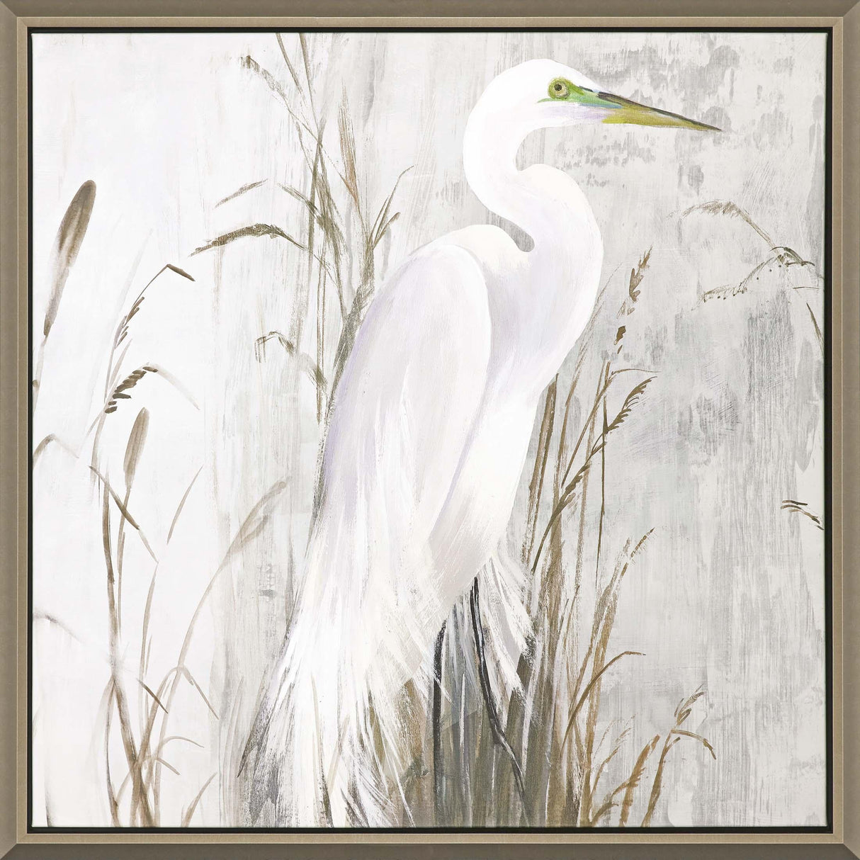 Paragon Heron in the Reeds Gray 41 X 41 X 3 Wall Art