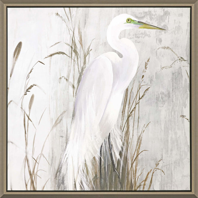 Paragon Heron in the Reeds Gray 41 X 41 X 3 Wall Art