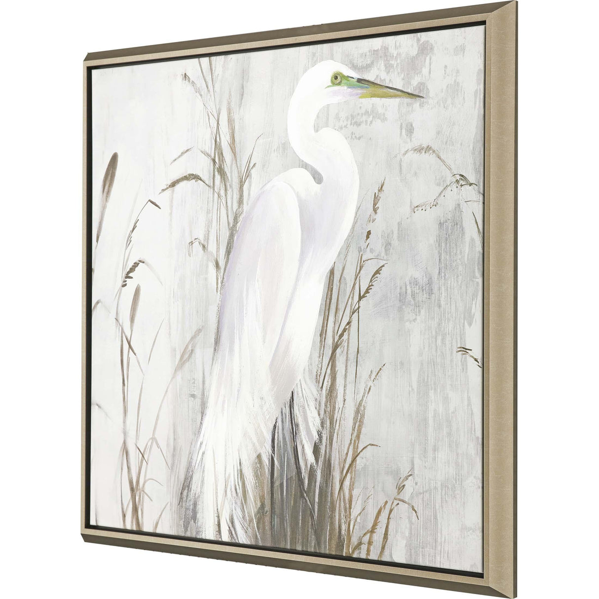 Paragon Heron in the Reeds Gray 41 X 41 X 3 Wall Art