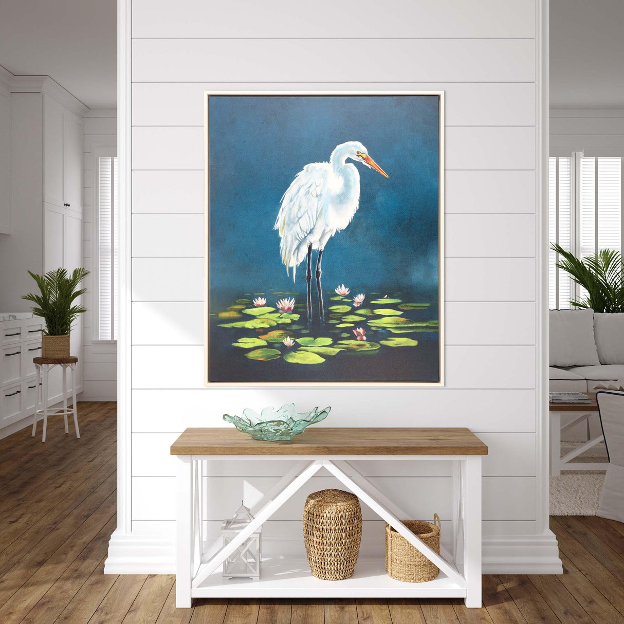 Paragon Egret in Lily Pads Blue 52 X 42 X 3 Wall Art
