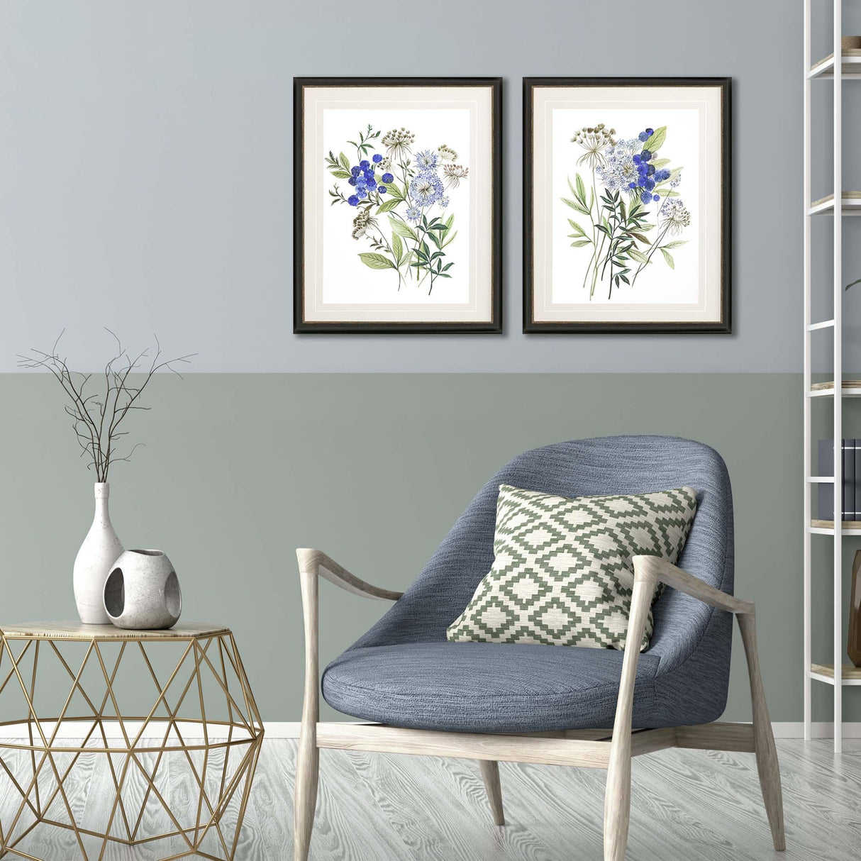Paragon Botana S/2 Blue 32 X 26 X 3 Wall Art