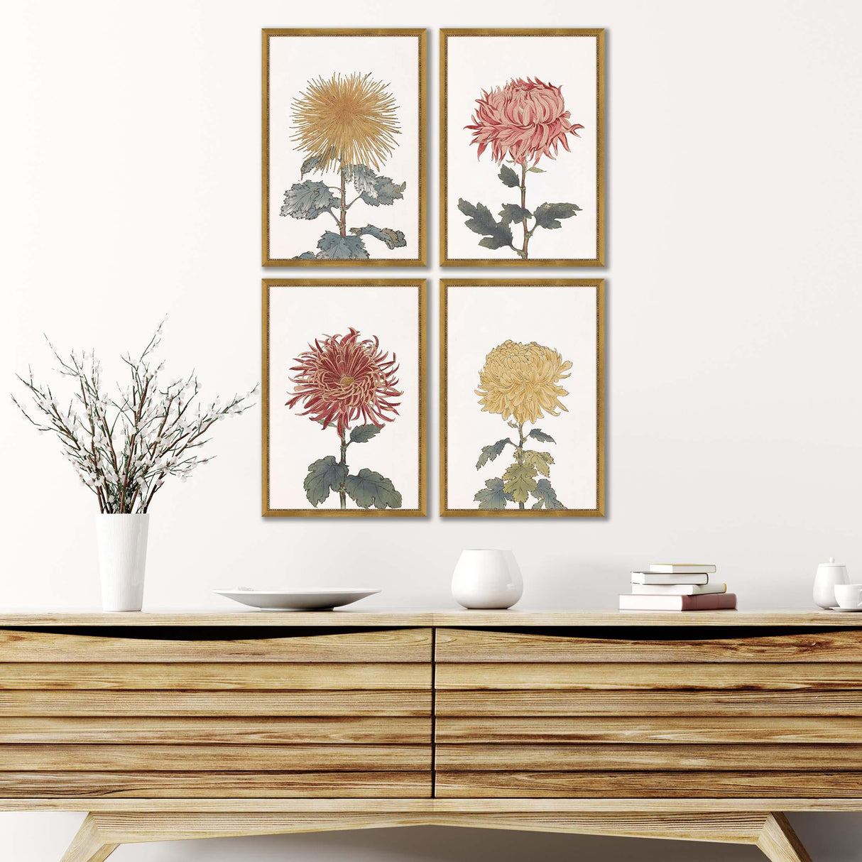 Paragon Chrysanthemum S/4 Green 25 X 17 X 1 Wall Art