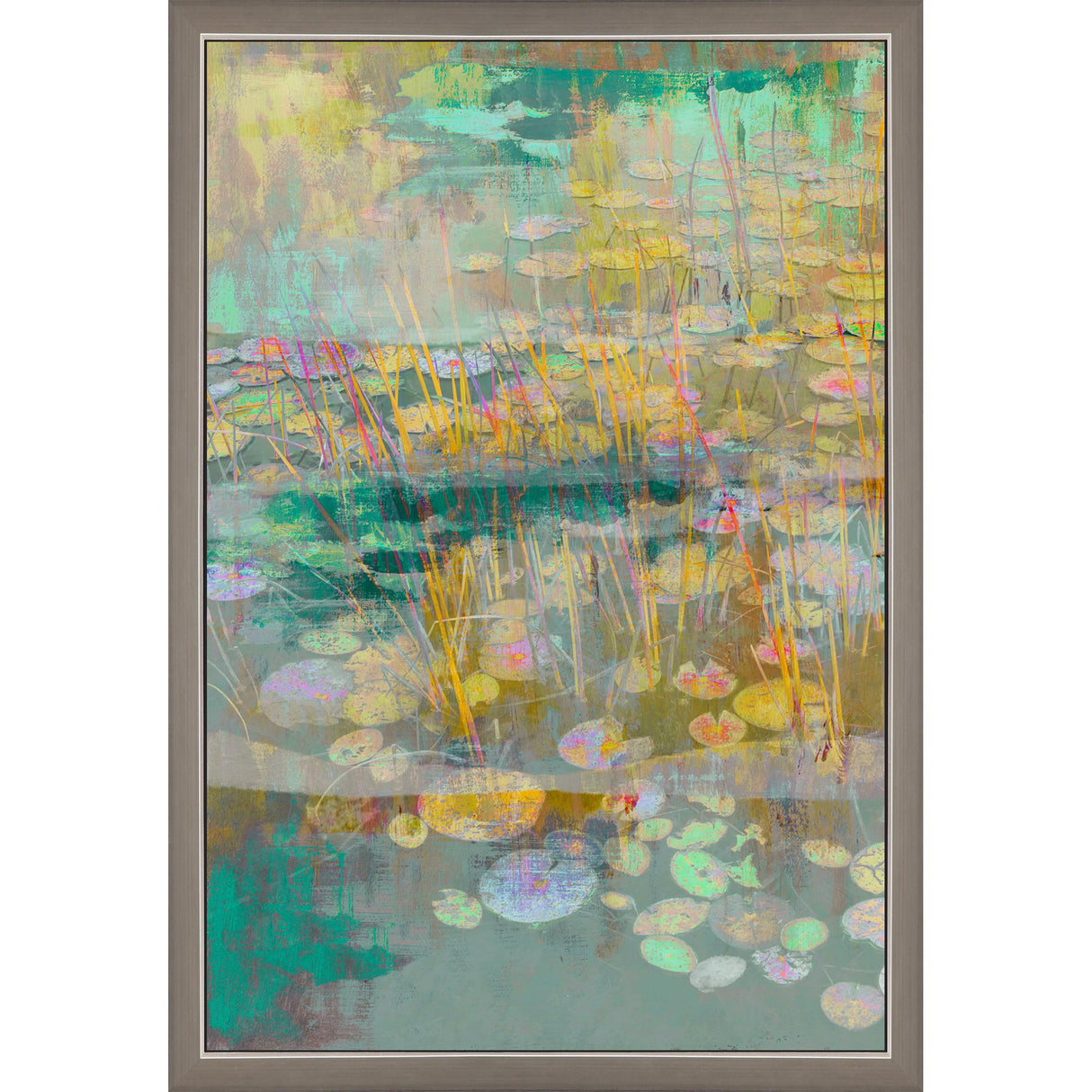 Paragon Reeds and Lilies I Turquoise 39 X 27 X 2 Wall Art