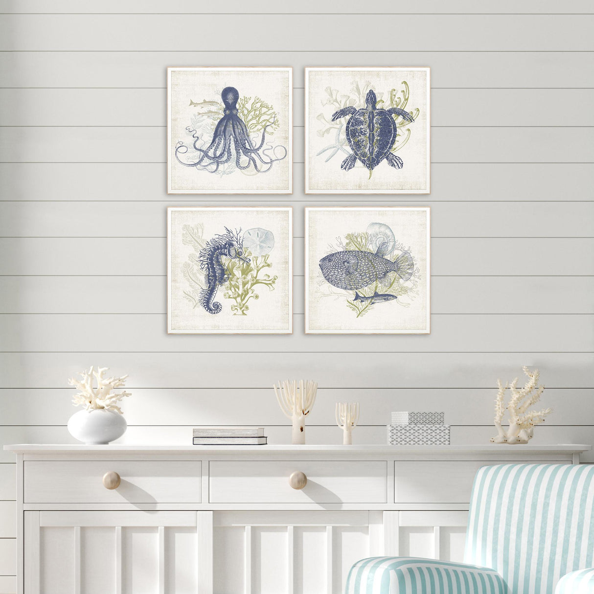 Paragon Coastal Ephemera S/4 Blue 17 X 17 X 2 Wall Art