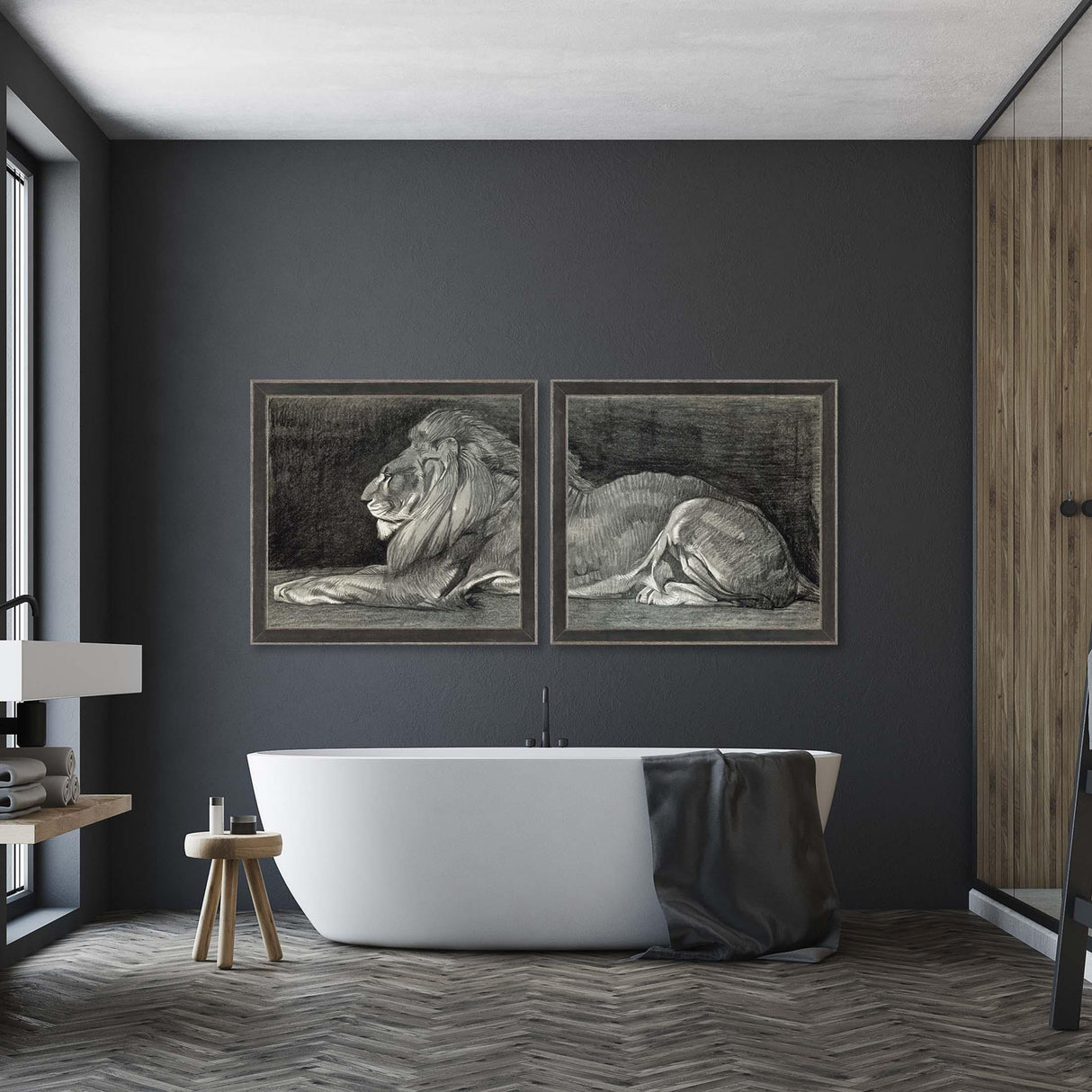 Paragon Lion S/2 Black 35 X 38 X 2 Wall Art