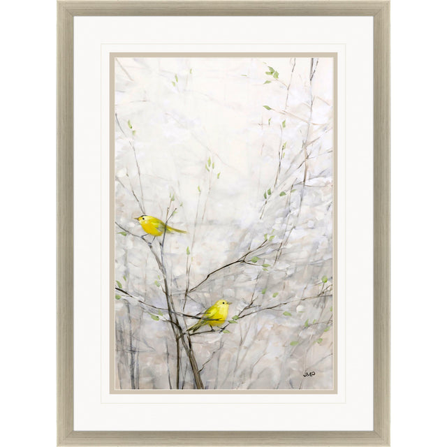 Paragon Yellow Birds in Trees I Gray 48 X 36 X 2 Wall Art