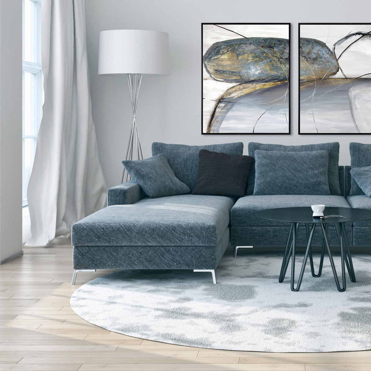 Paragon Teal Stones I Blue 50 X 40 X 3 Wall Art