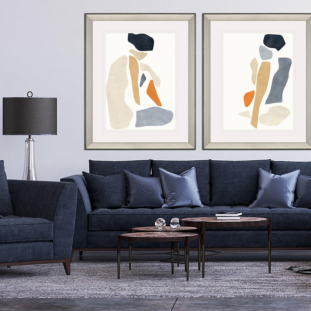 Paragon Silhouette Blocks Poise Blue 44 X 36 X 3 Wall Art