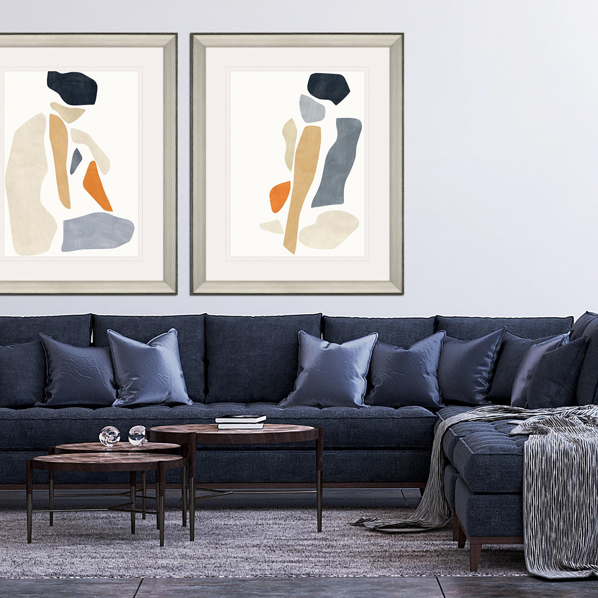Paragon Silhouette Blocks Reflect Blue 44 X 36 X 3 Wall Art