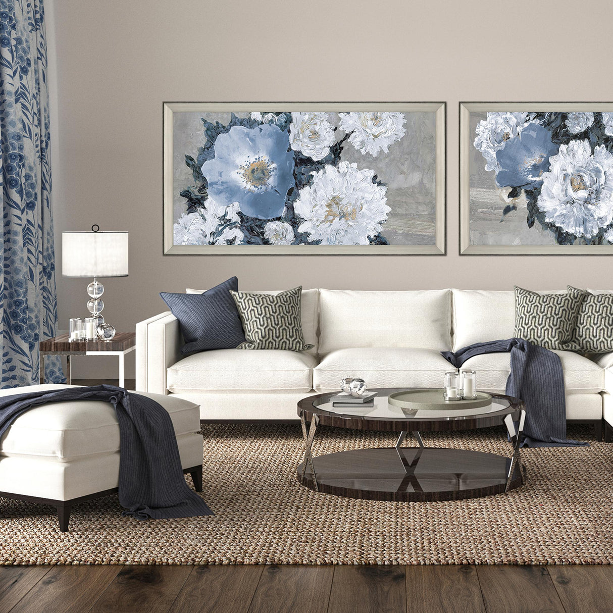 Paragon Lyrical Floral - Burst Blue 28 X 52 X 3 Wall Art