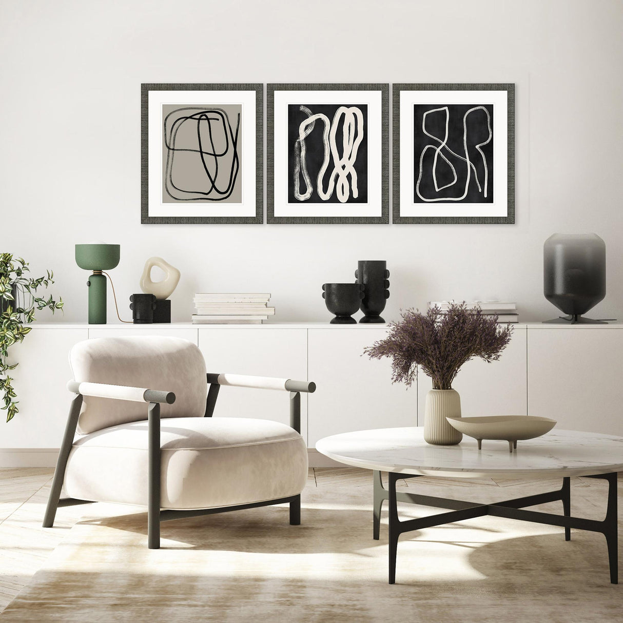 Paragon Naive Lines I S/3 Black 20 X 17 X 2 Wall Art