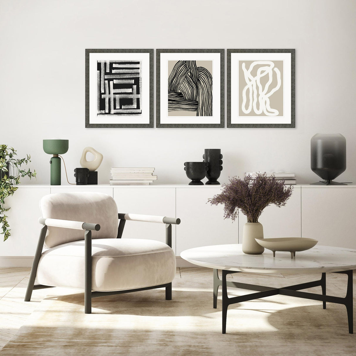 Paragon Naive Lines III S/3 Black 20 X 17 X 2 Wall Art