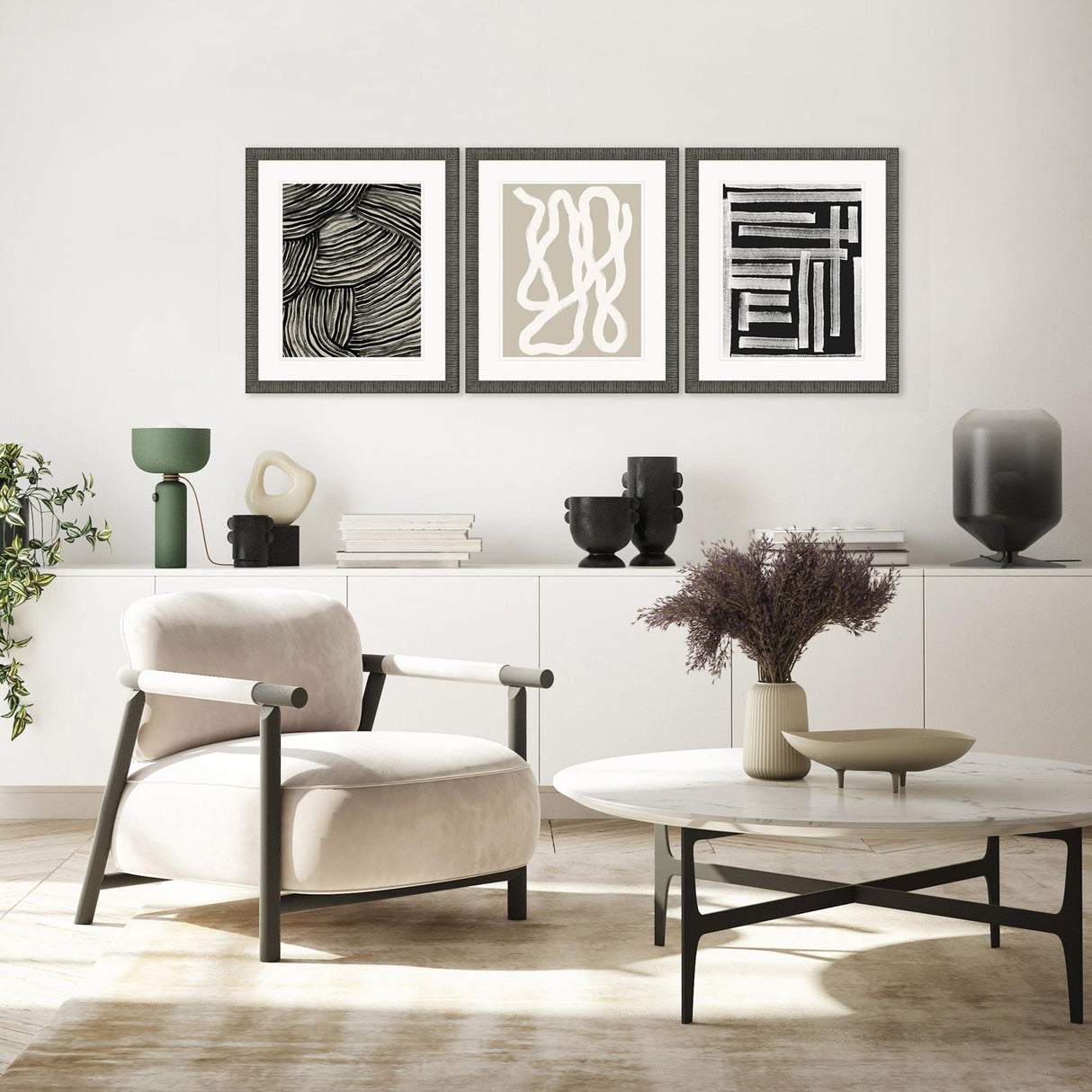 Paragon Naive Lines IV S/3 Black 20 X 17 X 2 Wall Art