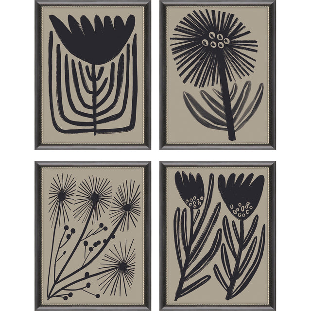 Paragon Simple Florals S/4 Black 26 X 20 X 1 Wall Art