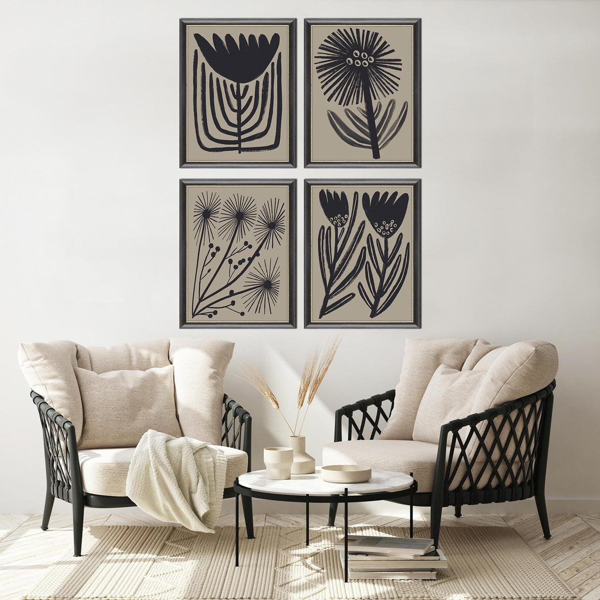 Paragon Simple Florals S/4 Black 26 X 20 X 1 Wall Art