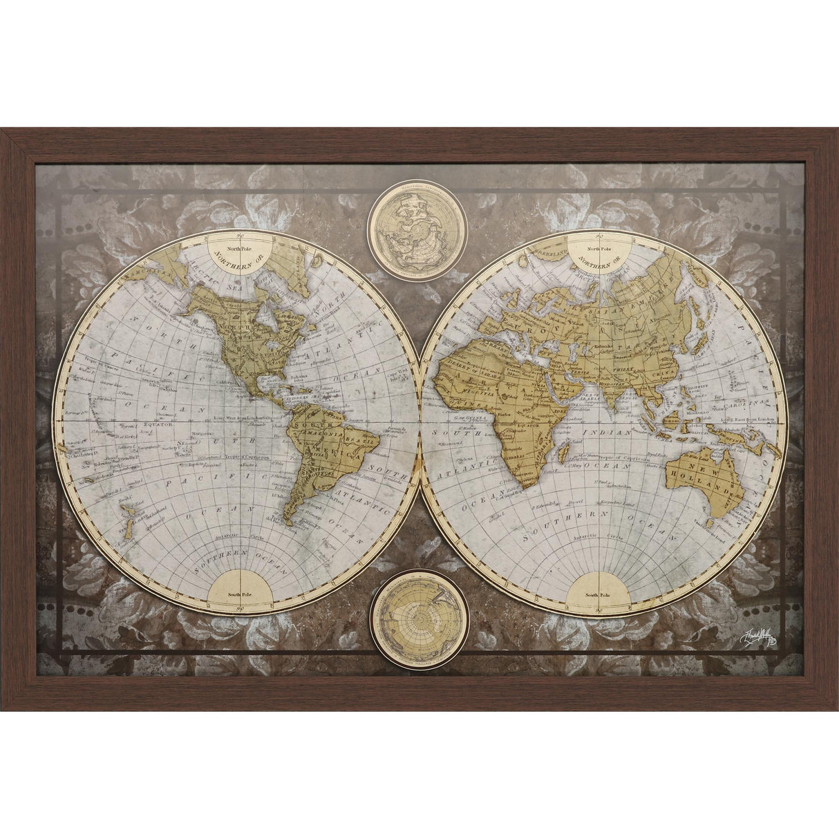 Paragon World Map Brown 27 X 39 X 2 Wall Art