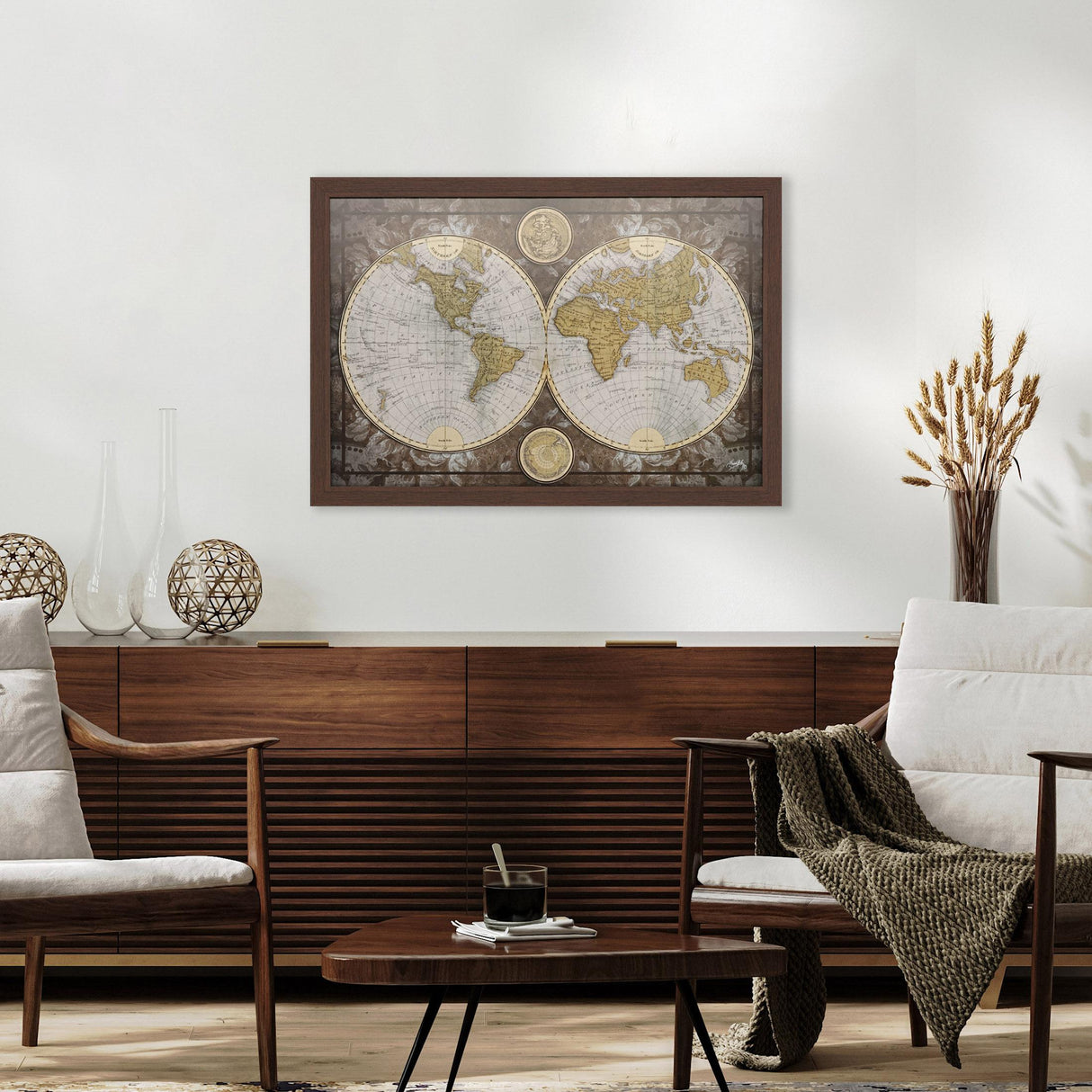 Paragon World Map Brown 27 X 39 X 2 Wall Art