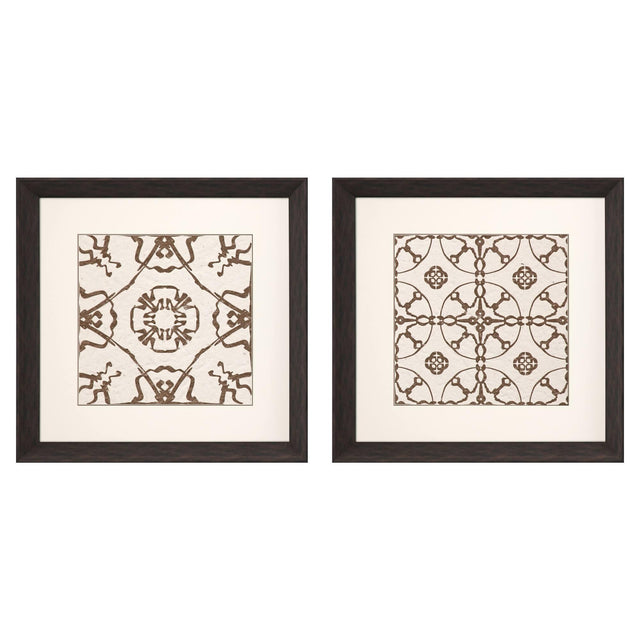 Paragon Motif on Cream I S/2 Brown 30 X 30 X 3 Wall Art