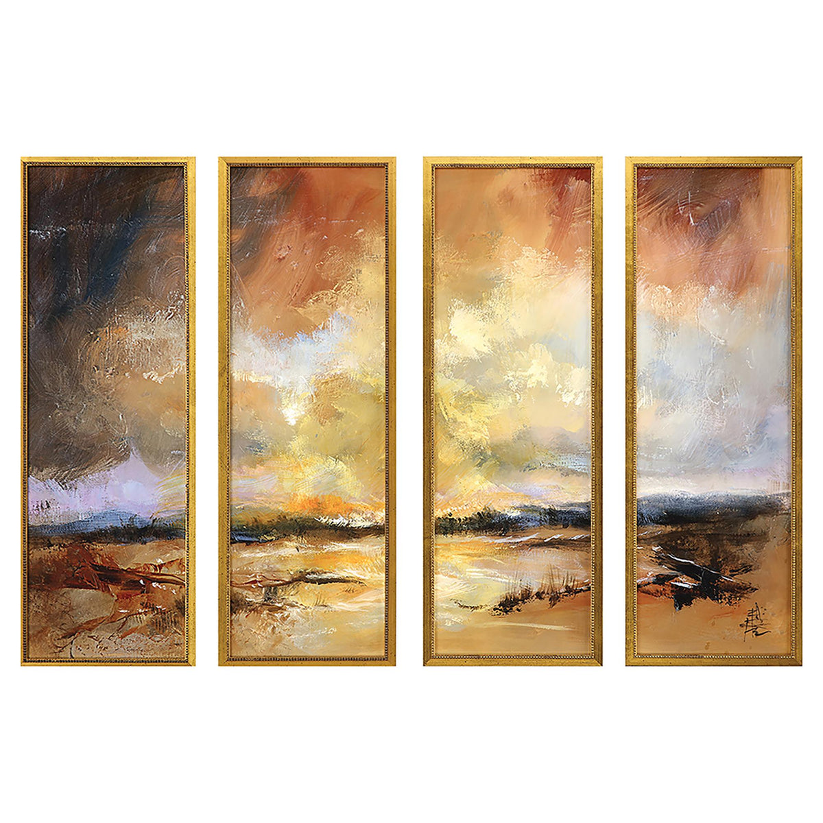 Paragon Stormy Shores S/4 Orange 33 X 11 X 1 Wall Art