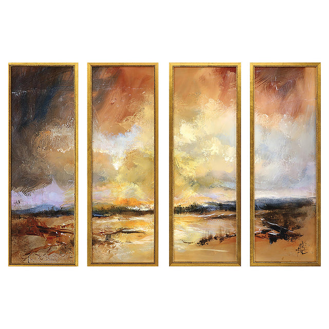 Paragon Stormy Shores S/4 Orange 33 X 11 X 1 Wall Art
