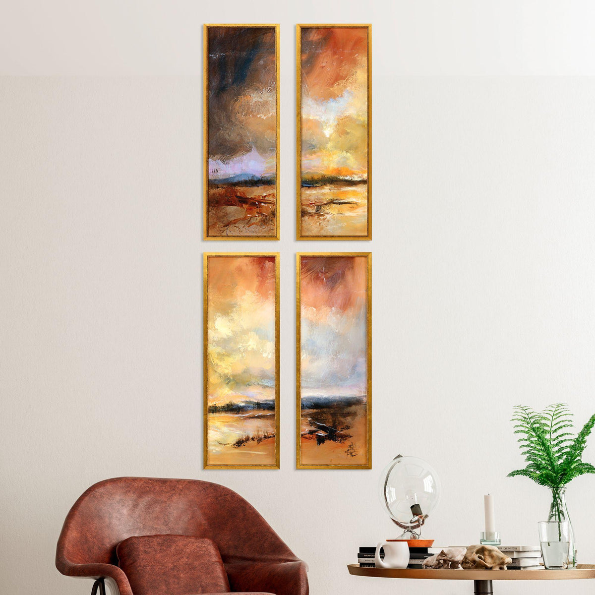 Paragon Stormy Shores S/4 Orange 33 X 11 X 1 Wall Art