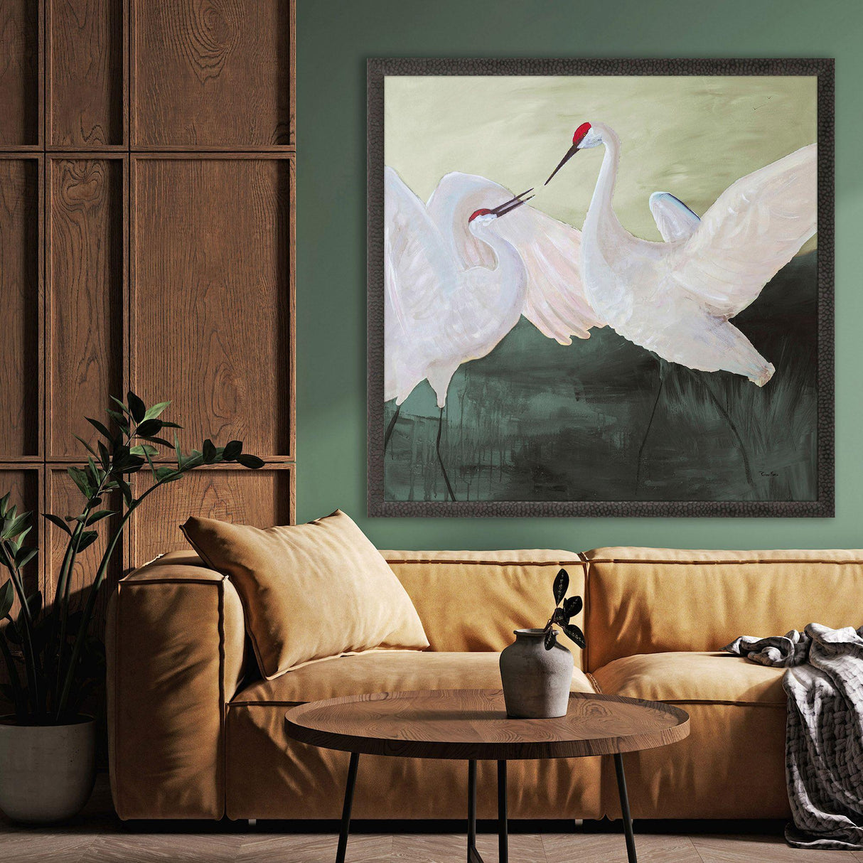 Paragon White Sandhill Cranes Green 41 X 41 X 2 Wall Art