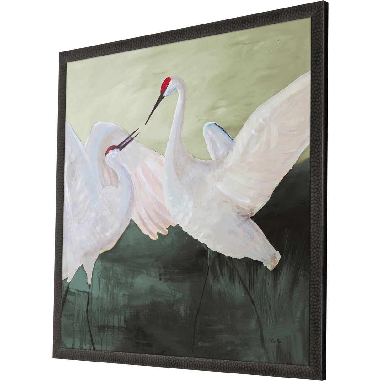 Paragon White Sandhill Cranes Green 41 X 41 X 2 Wall Art