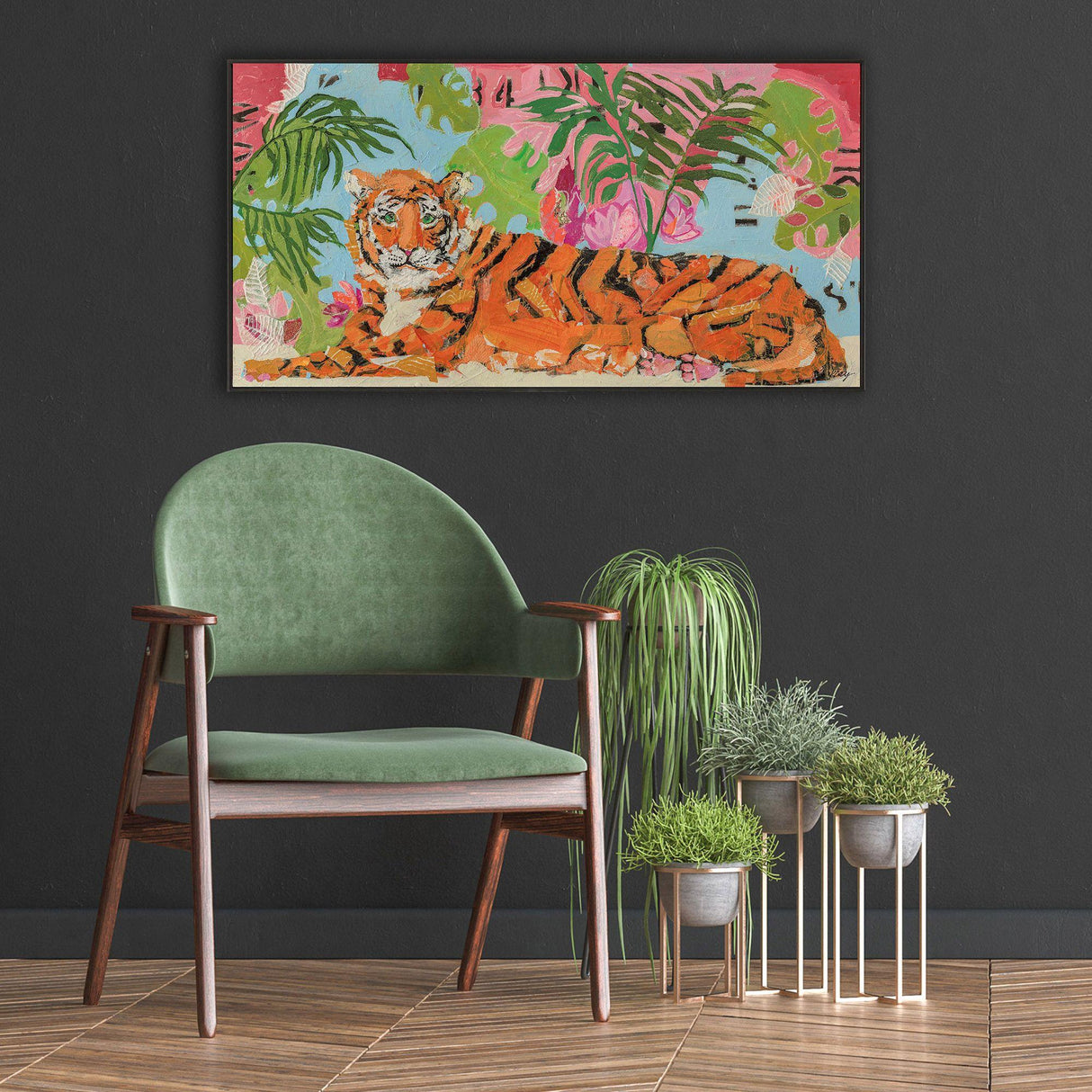 Paragon Tiger at Rest Orange 18 X 36 X 2 Wall Art