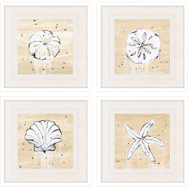 Paragon Ocean Gems S/4 White 19 X 19 X 2 Wall Art