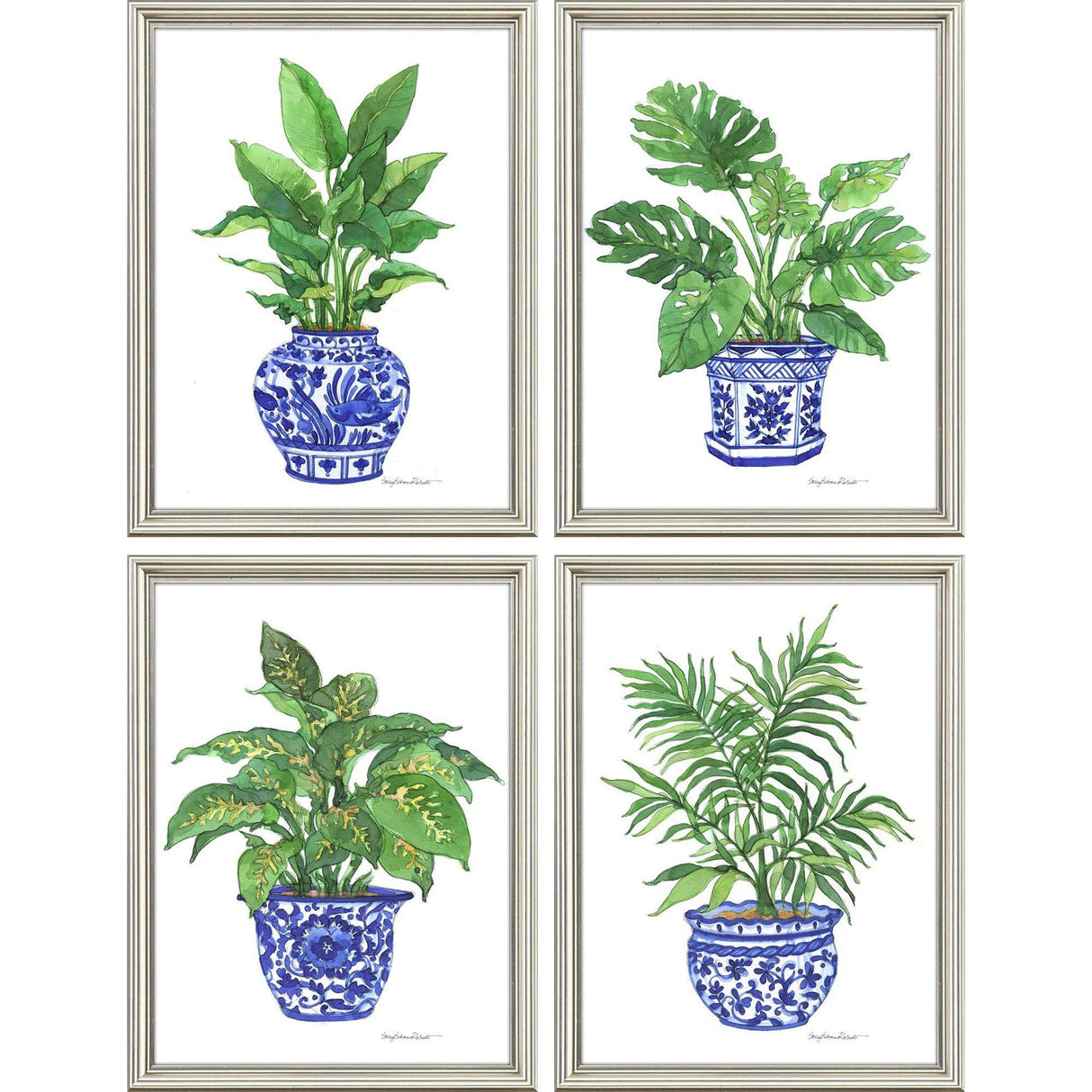 Paragon Botanical Blues S/4 Blue 17 X 13 X 1 Wall Art