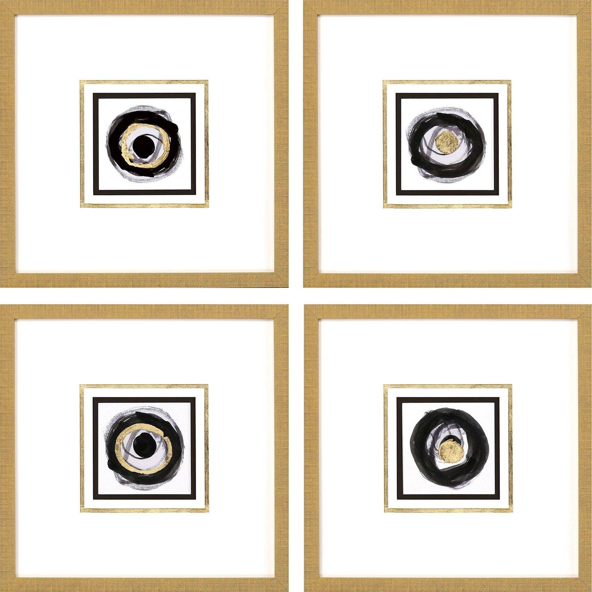 Paragon White Black Gold S/4 Black 20 X 20 X 2 Wall Art