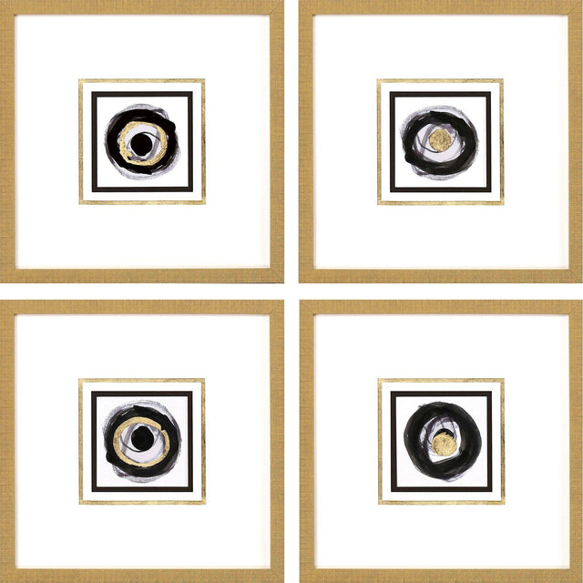 Paragon White Black Gold S/4 Black 20 X 20 X 2 Wall Art