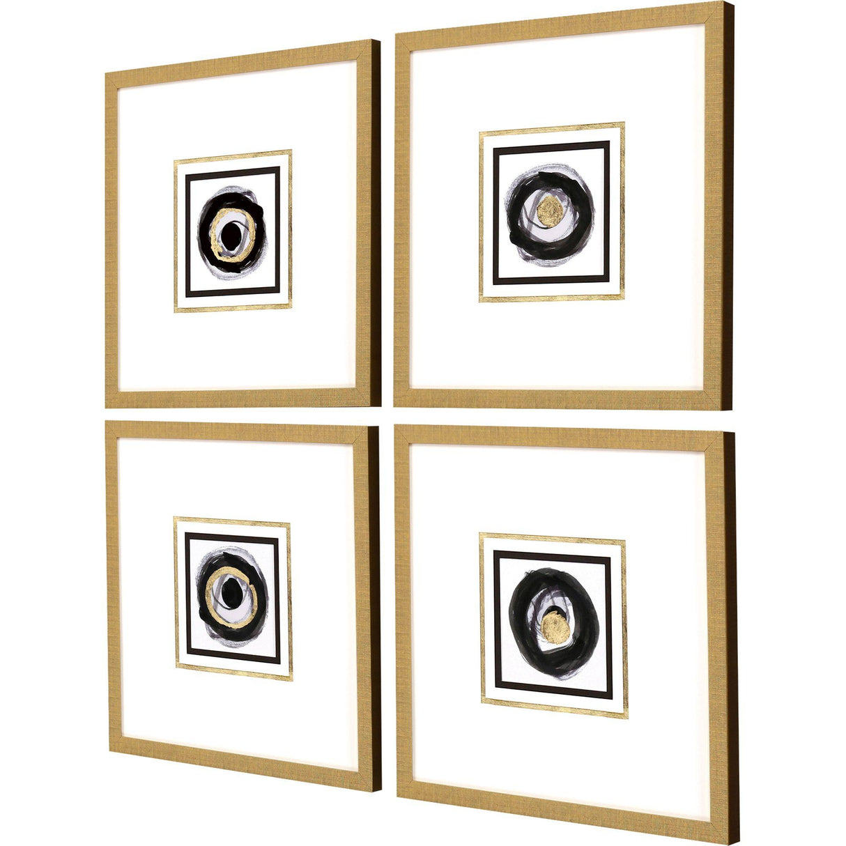 Paragon White Black Gold S/4 Black 20 X 20 X 2 Wall Art
