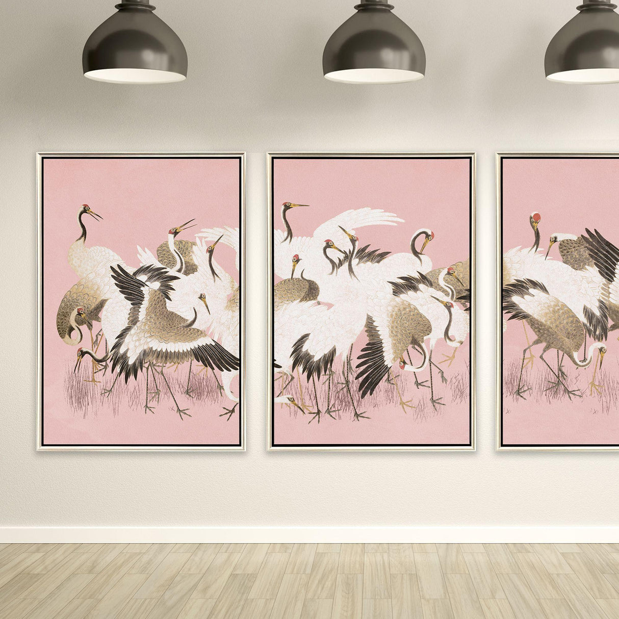 Paragon Curious Cranes - Plumule Pink 50 X 34 X 3 Wall Art