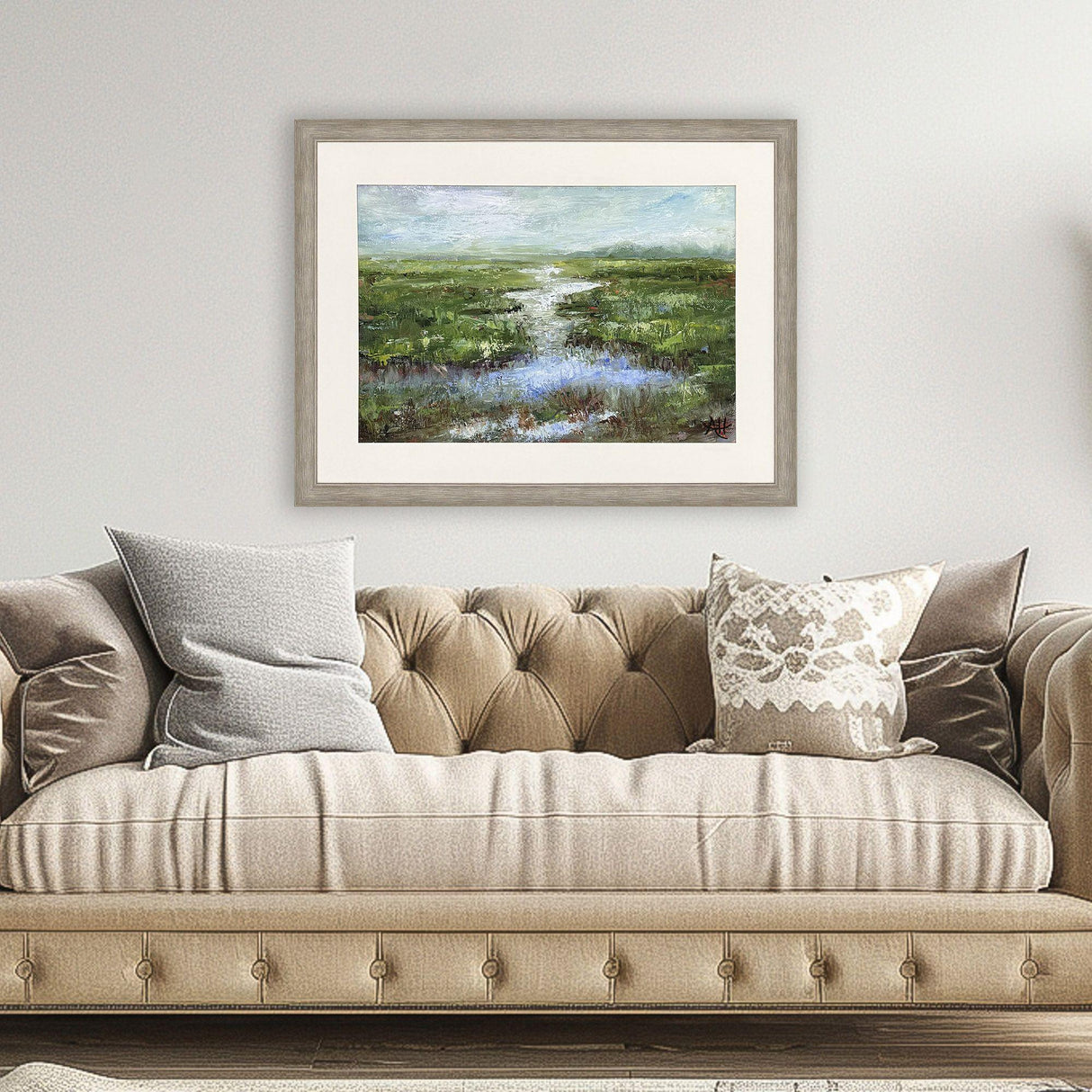 Paragon Rainy Day Marsh Blue 36 X 48 X 2 Wall Art