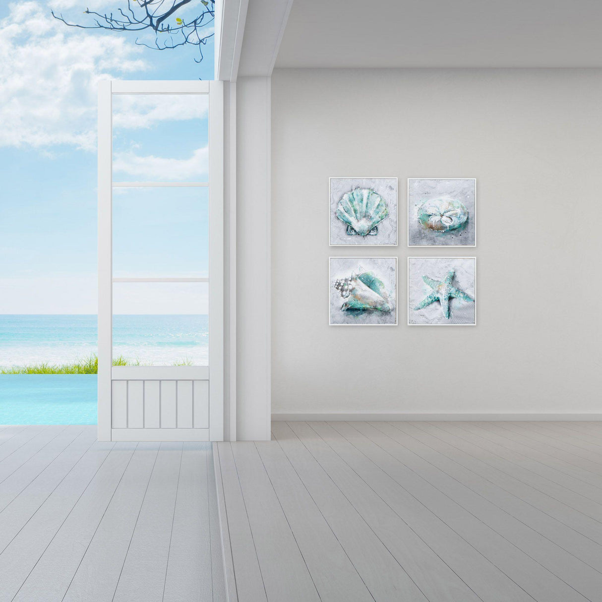 Paragon Sealife S/4 Gray 12 X 12 X 1 Wall Art