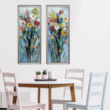 Paragon Tall Bright Flowers S/2 Turquoise 36 X 14 X 2 Wall Art