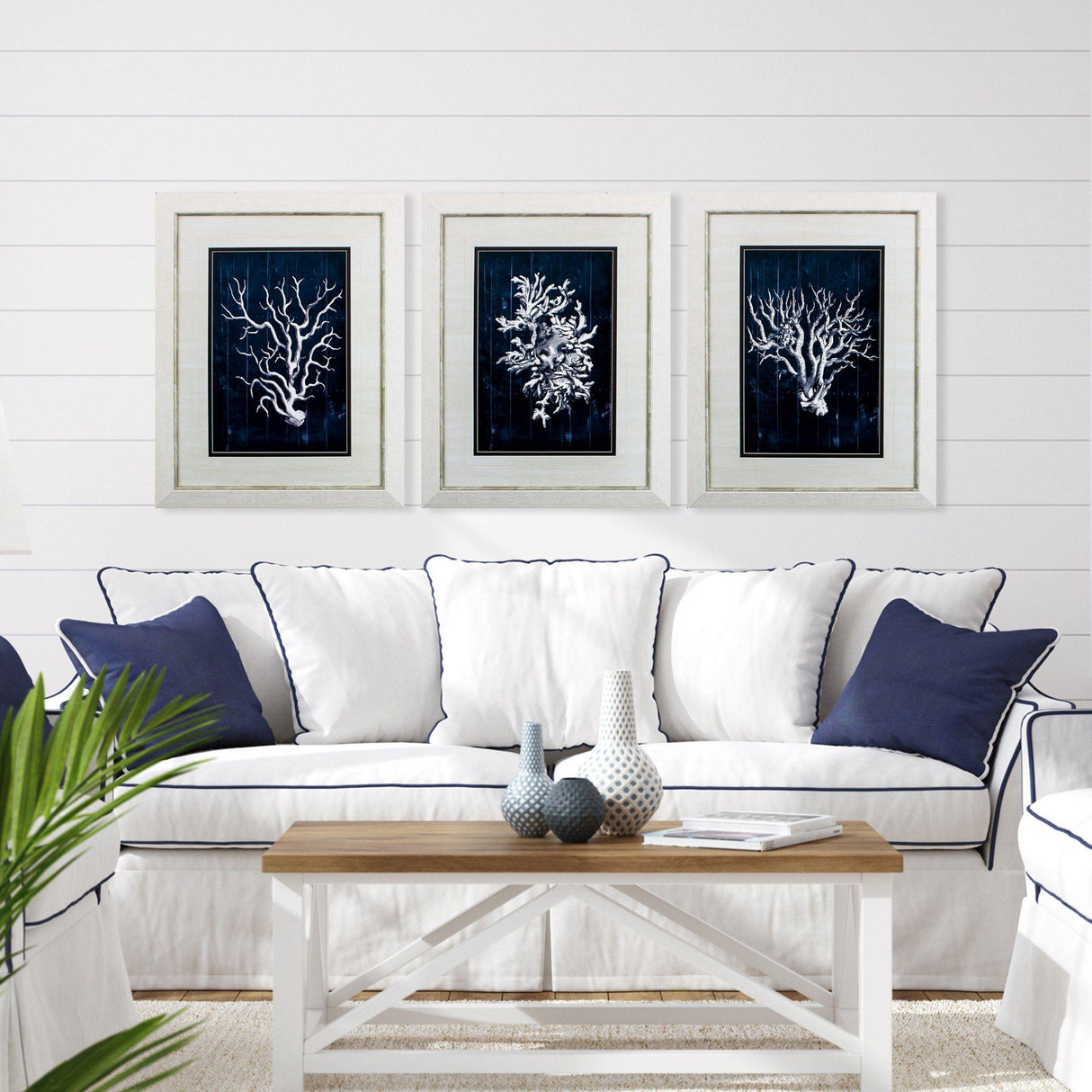 Paragon Wood Coral Blue S/3 Blue 28 X 22 X 1 Wall Art