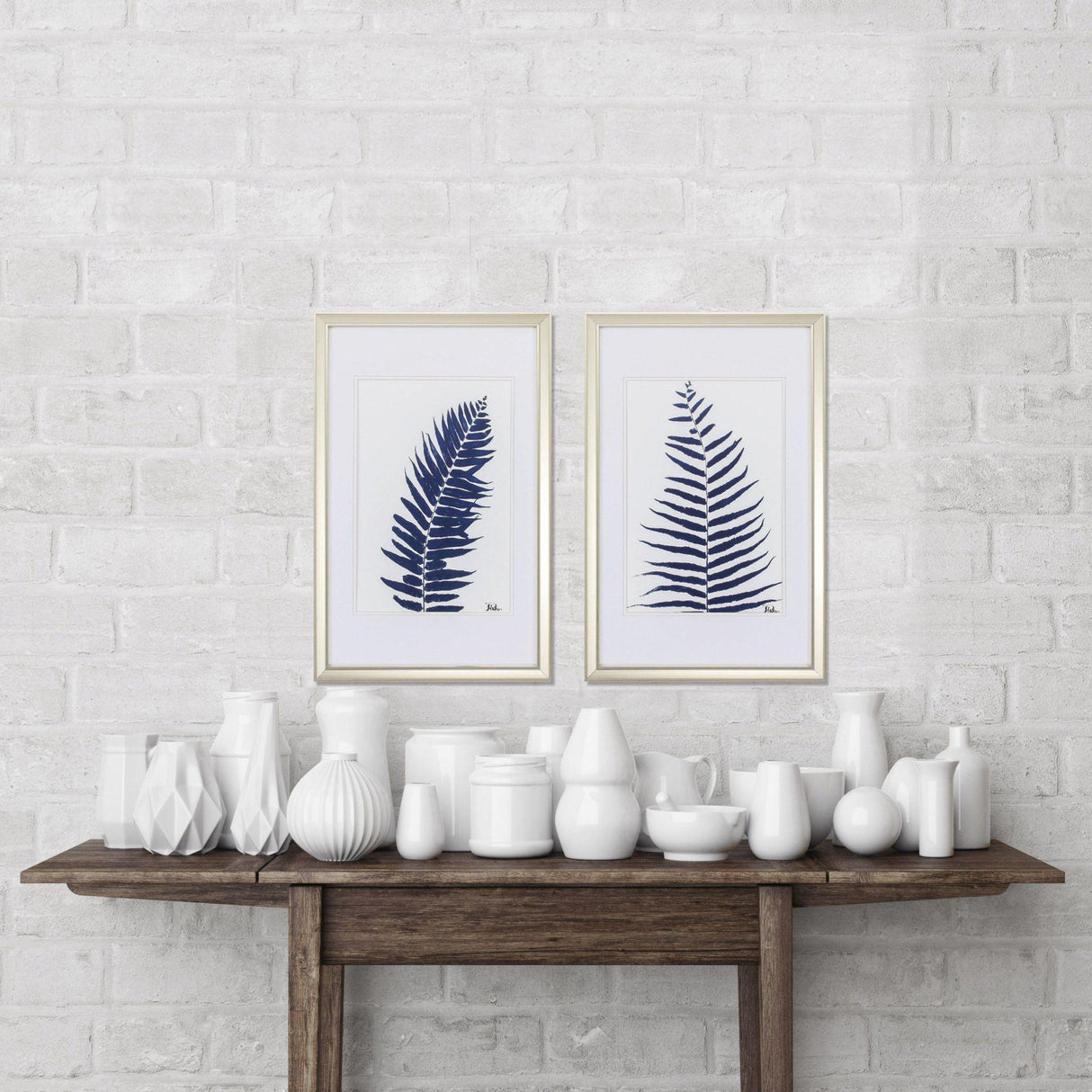 Paragon Indigo Ferns S/2 Blue 28 X 18 X 1 Wall Art